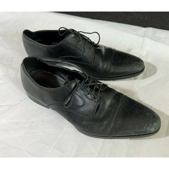 Zara Men's Shoes Black Leather Laces With 4 Eyelets Pointed Toe Size 42 - Picture 7 of 10